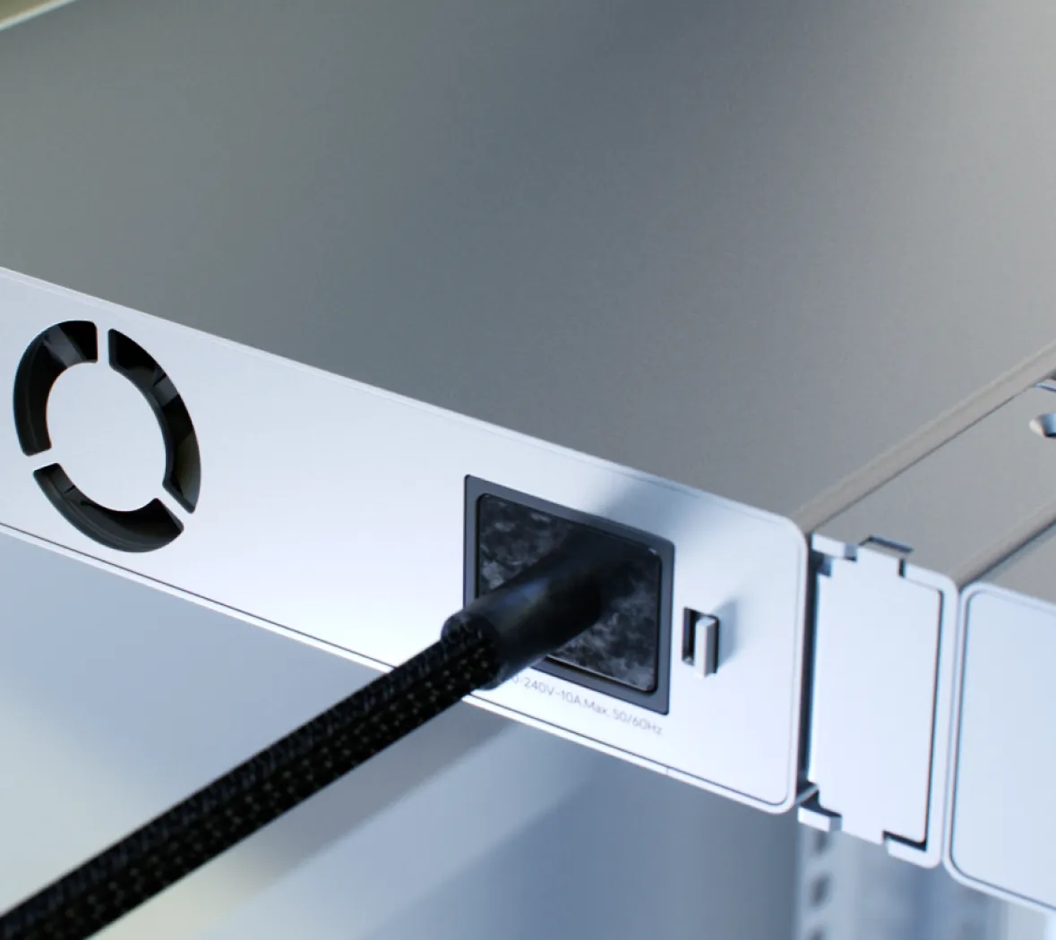 Rear AC power input of the Long-Range Switch 8 PoE