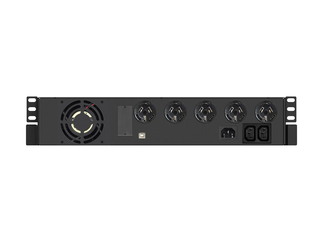 Rear panel of the PowerShield Defender Rackmount 1500VA with Australian sockets and IEC outlets