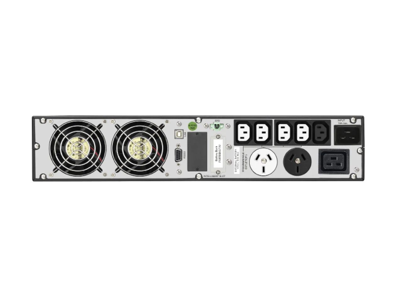 Rear panel of the PowerShield Centurion RT LiFePO4 3000VA with C13 and C19 outlets