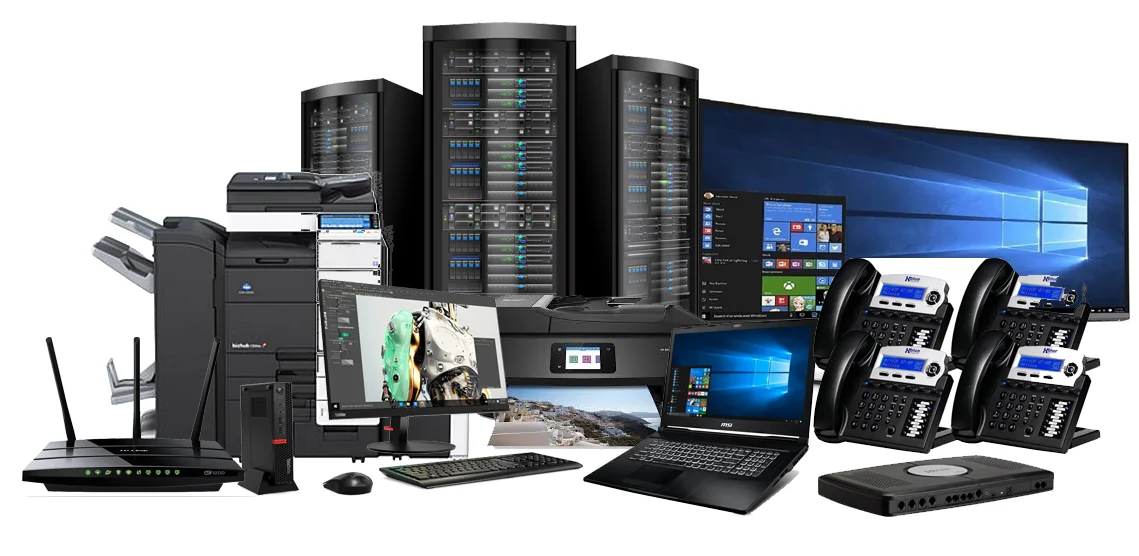 Office servers, workstations, multifunction printer, IP phones and router protected by a PowerShield UPS