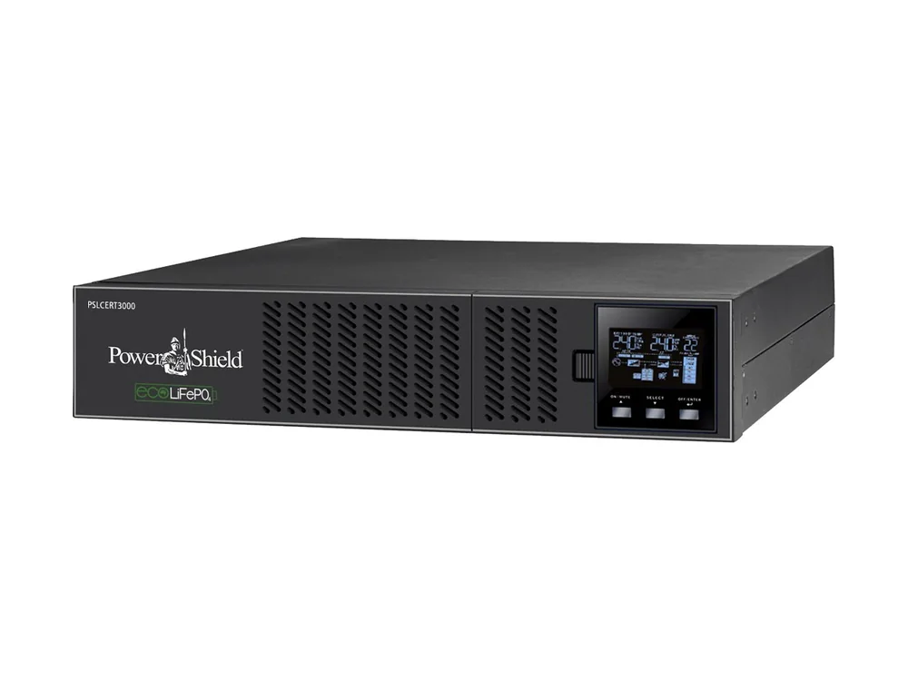 PowerShield Centurion RT LiFePO4 3000VA lithium online UPS in rack orientation (PSLCERT3000)
