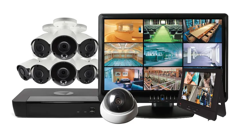 CCTV cameras, NVR and monitor of a security system backed up by a PowerShield UPS