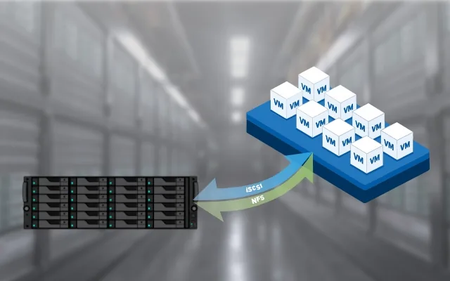 ASUSTOR rackmount NAS serving virtual machines over iSCSI and NFS