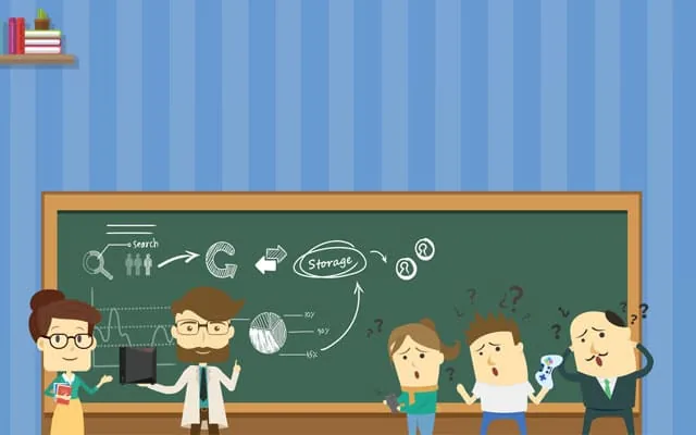 Illustrated classroom explaining what network attached storage is