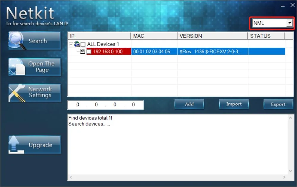 PowerShield NetKit window listing an SNMP Lite card found on the network