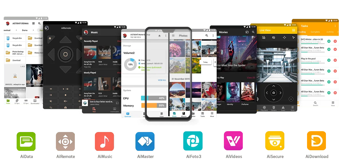 ASUSTOR ADM apps for photos, music, video and Plex on phones and PCs