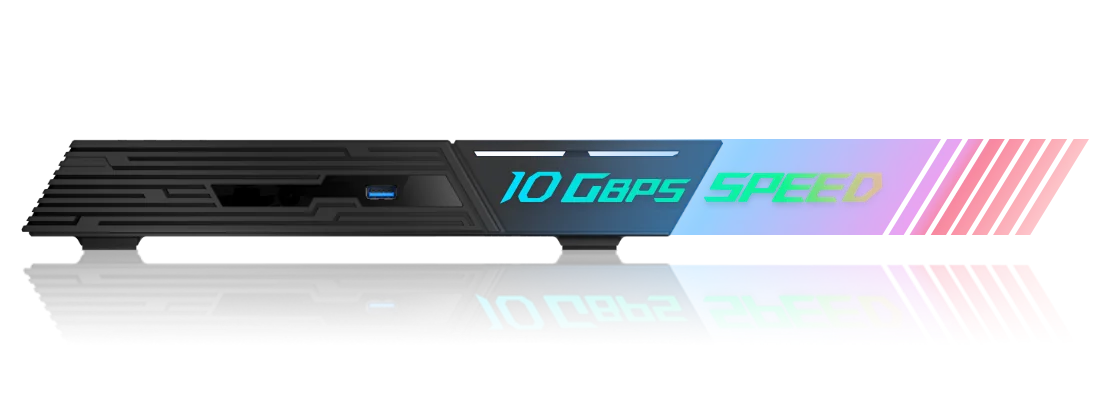 ASUSTOR Flashstor Gen2 side profile with a 10 Gbps speed graphic