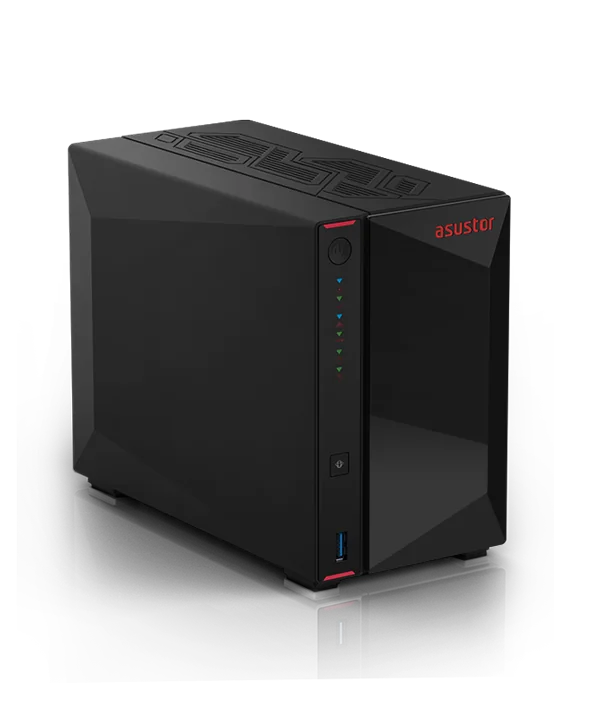 ASUSTOR AS5402T two-bay NAS, front three-quarter view