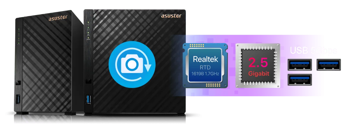 ASUSTOR Drivestor Gen2 with Realtek processor, 2.5 Gigabit Ethernet and USB 5Gbps ports