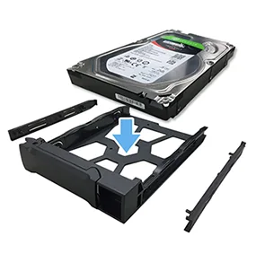 Placing a 3.5-inch hard drive into an ASUSTOR tool-free tray