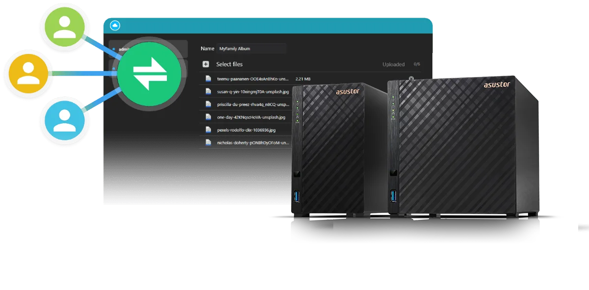 Share links from two ASUSTOR Drivestor Gen2 NAS units to three users