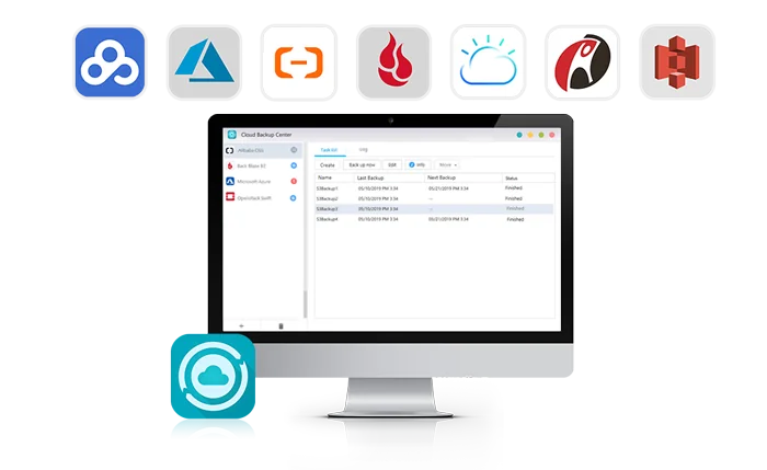 ASUSTOR Cloud Backup Center connected to several cloud storage services