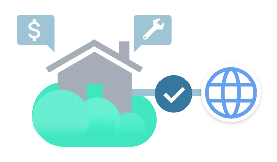 House on a cloud representing public cloud storage as renting