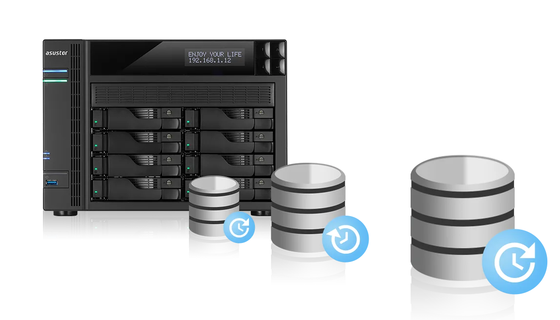ASUSTOR NAS running scheduled backups to several storage targets