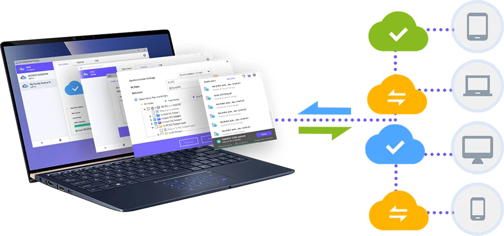 Laptop syncing files with an ASUSTOR NAS through EZ Sync
