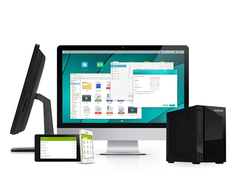 ASUSTOR NAS shared with a PC, tablet and phone