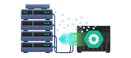 Server rack sending IoT data to an ASUSTOR NAS for processing