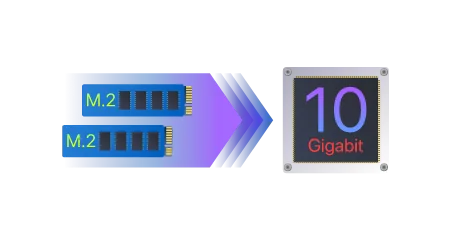 M.2 NVMe SSDs and a 10 Gigabit icon