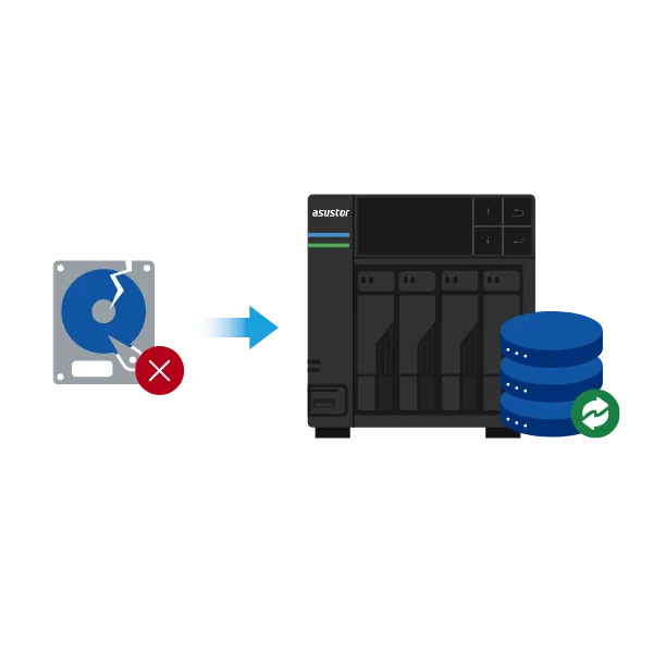 Failed drive replaced while an ASUSTOR NAS keeps the database safe