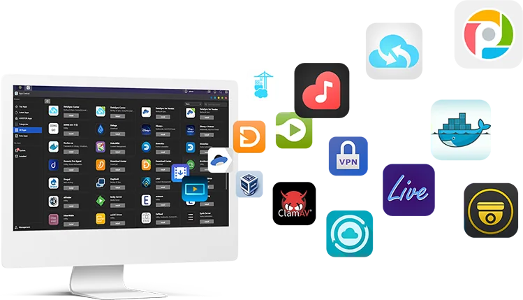 ASUSTOR ADM App Central with media, backup and Docker app icons