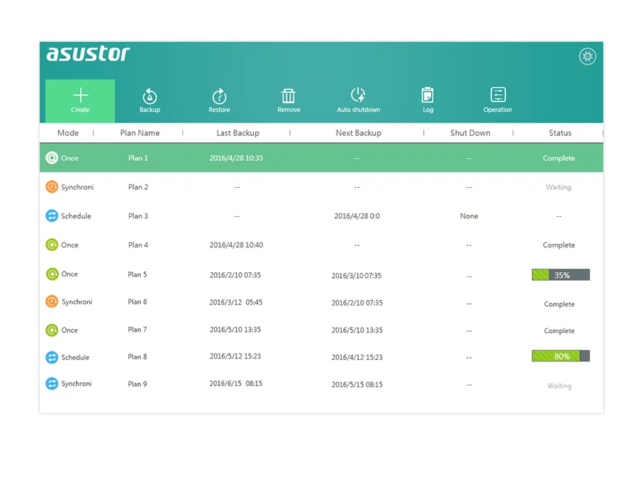 Three users backing up computers to an ASUSTOR NAS with Backup Plan