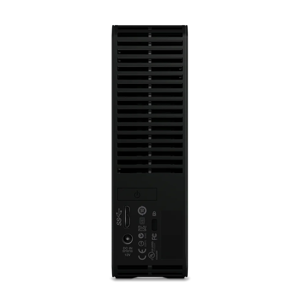 Rear of the WD Elements Desktop external hard drive showing the USB port and the power socket