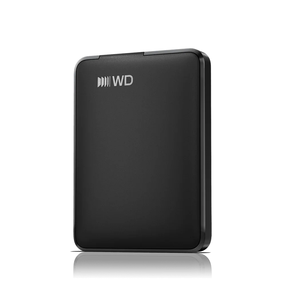 WD Elements Portable USB-C external hard drive standing upright