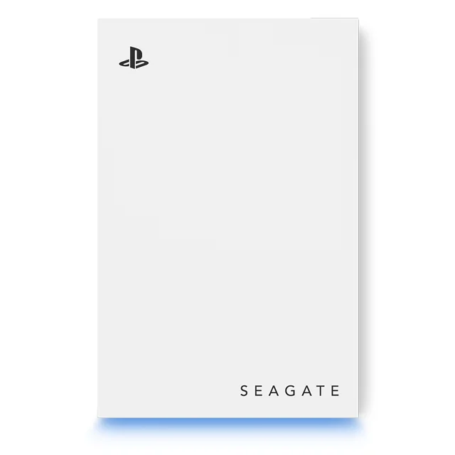 Seagate Game Drive for PS5 2TB showing the blue LED strip along the base