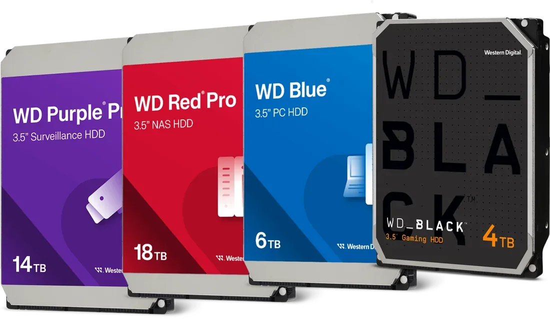 WD Purple Pro, WD Red Pro, WD Blue and WD_BLACK 3.5-inch hard drives
