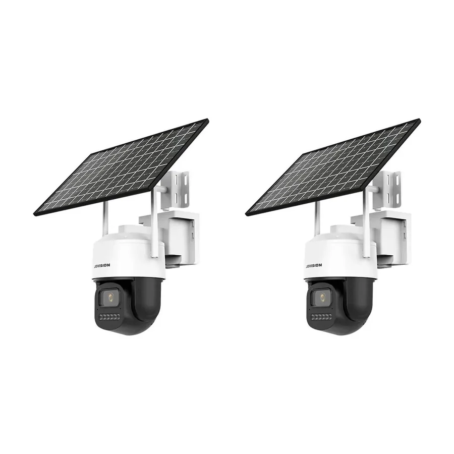 Two Jovision JVS-N47-AOR solar 4G security cameras with solar panels