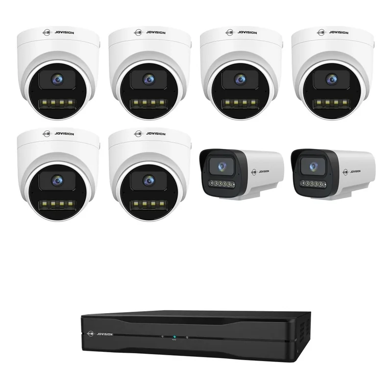 Jovision 8 Camera 4K Security System: 6 × 8MP 4K turret + 2 × 6MP bullet, 8-channel PoE NVR