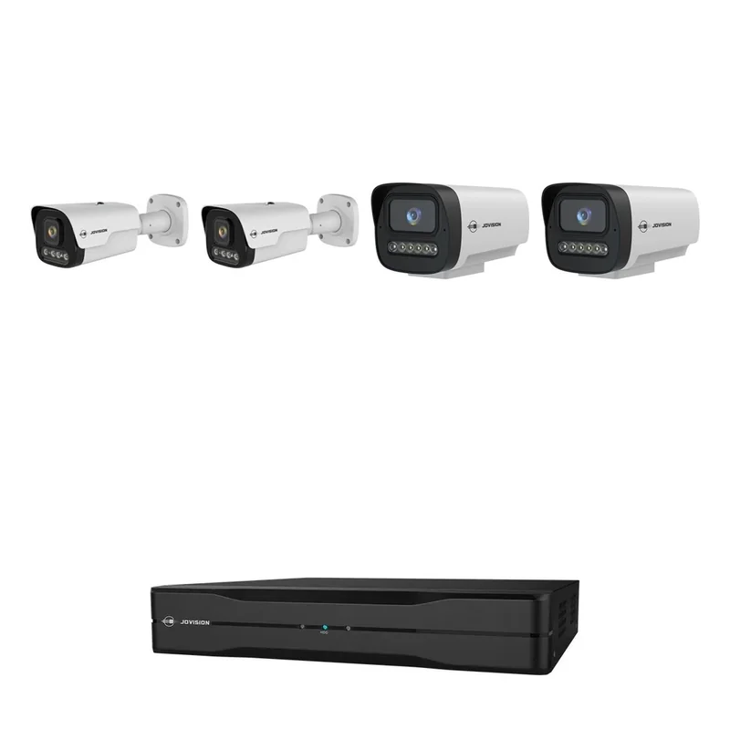 Jovision Farm & Acreage 4 Camera System: 2 × 8MP 4K 5x zoom bullet + 2 × 6MP bullet, 8-channel PoE NVR