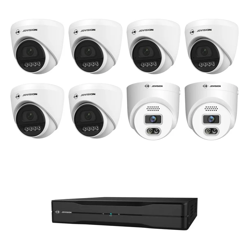 Jovision Office Security Camera System: 6 × 5MP indoor turret + 2 × outdoor turret, 8-channel PoE NVR