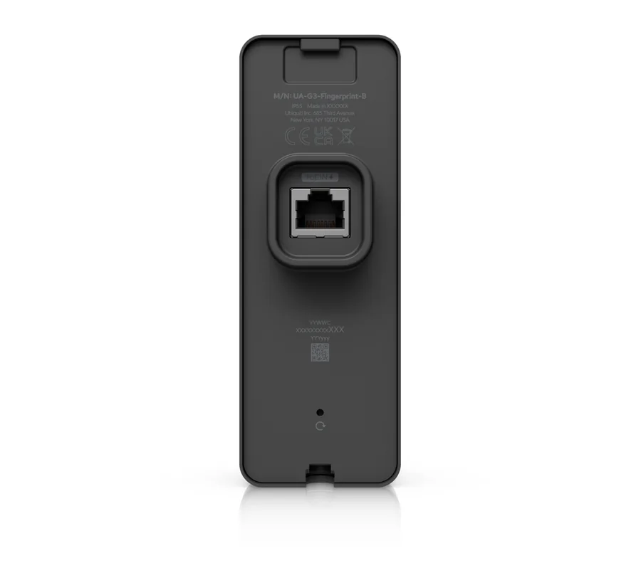 Rear of the Ubiquiti G3 Reader Fingerprint showing the RJ45 PoE Ethernet port