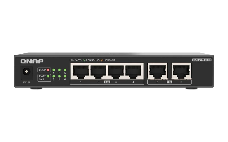 QNAP QSW-2104-2T-R2 switch with two 10GbE and four 2.5GbE ports