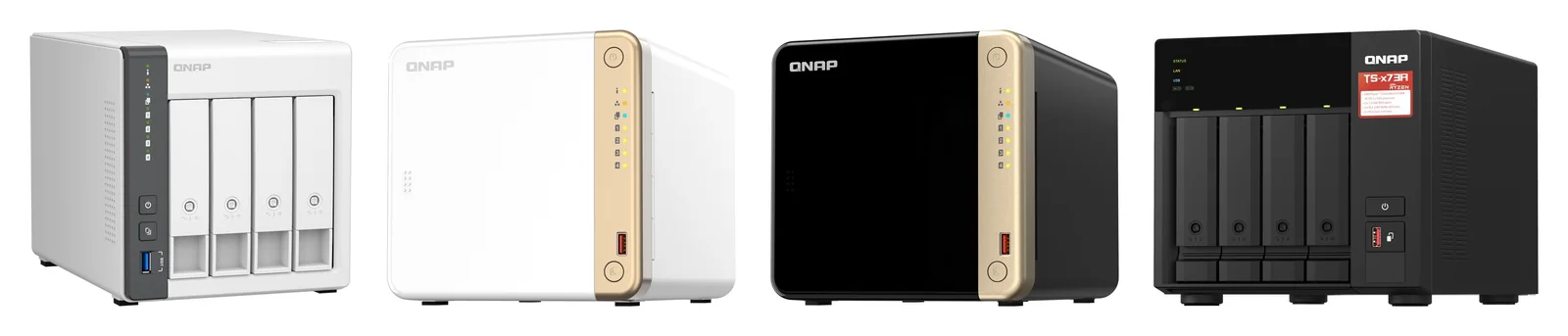 QNAP TS-433, TS-462, TS-464 and TS-473A 4-bay NAS side by side