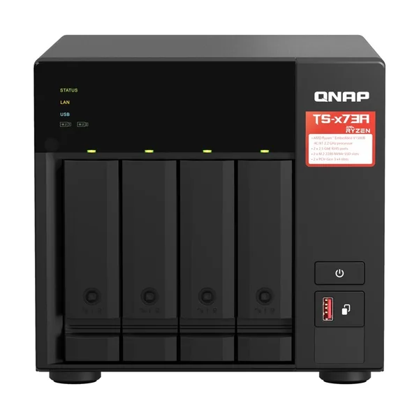 QNAP TS-473A-8G 4-bay AMD Ryzen NAS, front view