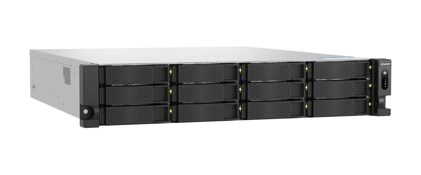 QNAP TS-h1277AXU-RP 12-bay 2U rackmount NAS running QuTS hero