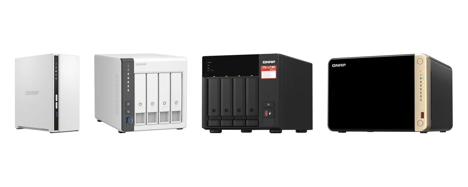 QNAP TS-233, TS-433, TS-473A and TS-664 NAS side by side