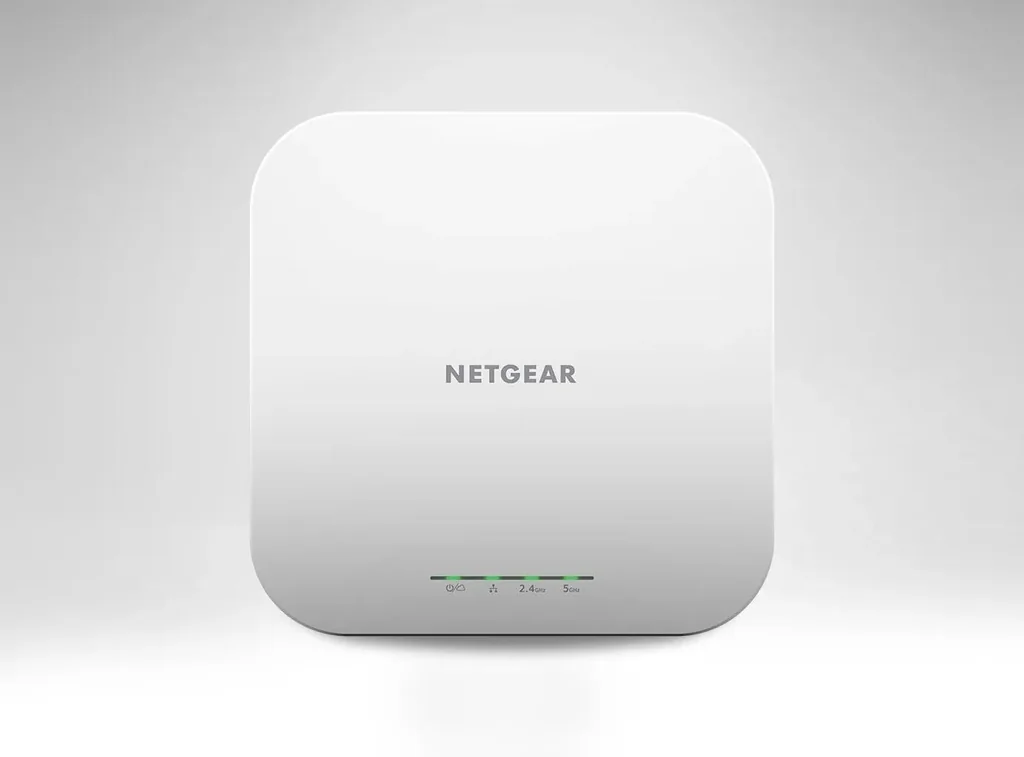 Netgear WBE710 tri-band WiFi 7 business access point, white ceiling-mount design
