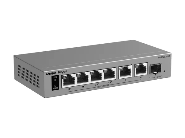 Ruijie RG-ES207GS-P 7-port smart cloud-managed switch with 4 PoE+ ports
