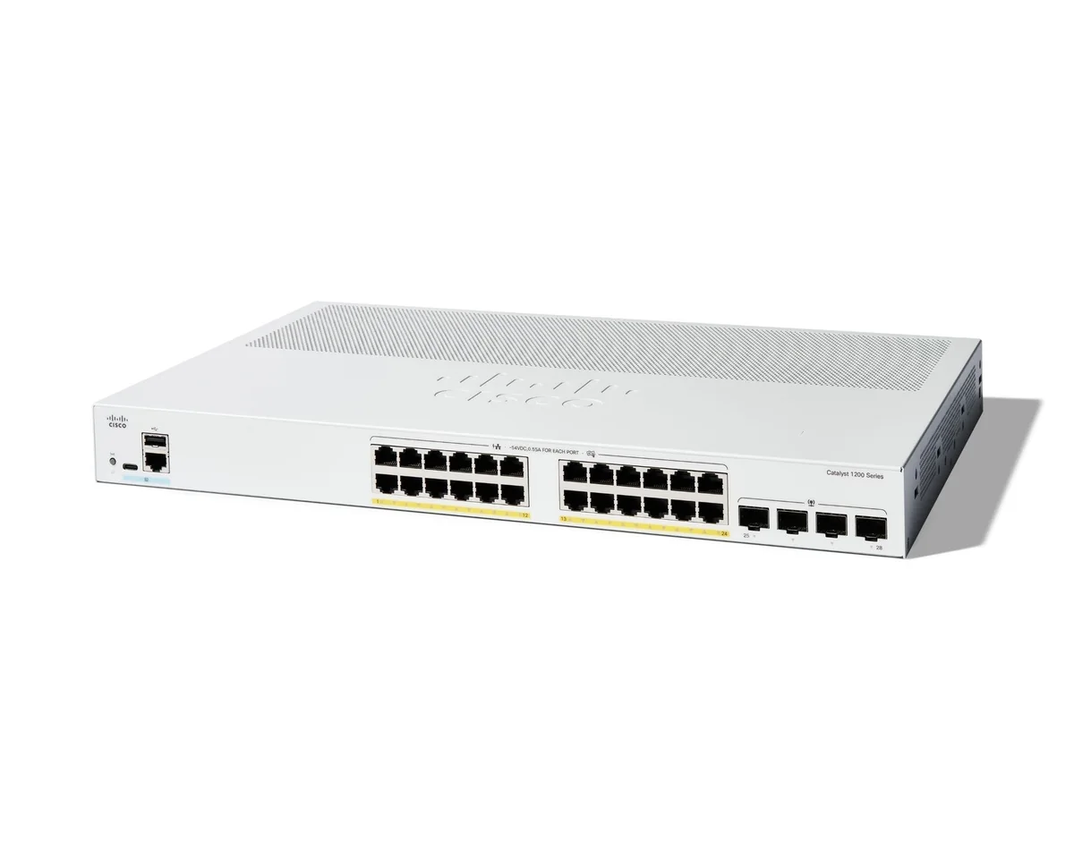 Cisco Catalyst 1200 C1200-24P-4G 24-port Gigabit PoE+ managed switch with 4 SFP uplinks
