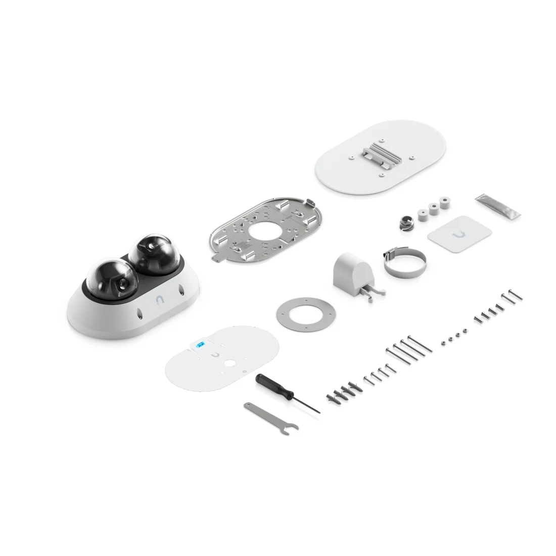 AI Multi Sensor 2 box contents: camera, mounting plates, conduit adapter and hardware