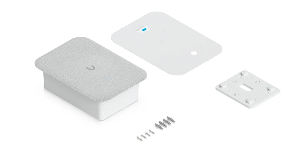 UniFi AI Speaker flush mount kit contents