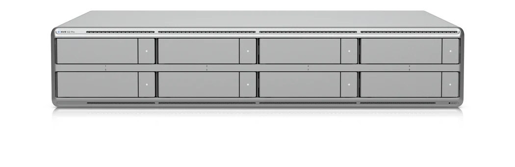 UNVR G2 Pro front panel with eight hot-swap drive bays