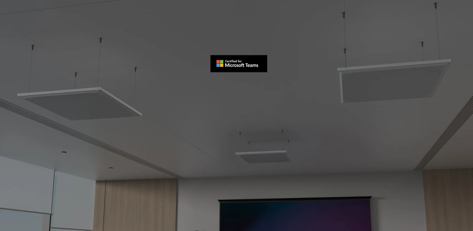 Yealink SkySound ceiling microphone and ceiling speakers in a Microsoft Teams Room