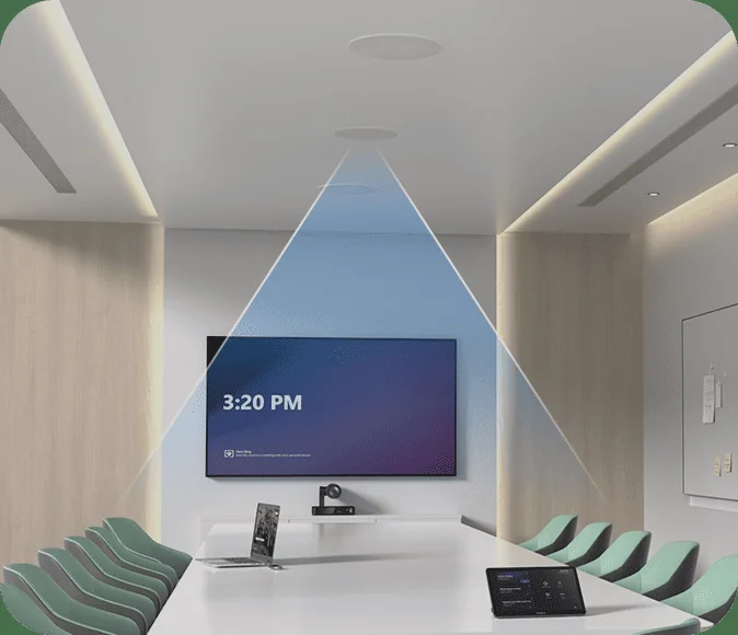 Yealink SkySound ceiling audio coverage in a medium meeting room