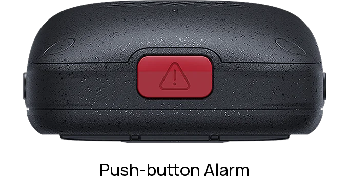 Red push-button emergency alarm key on the Yealink AX86R rugged Wi-Fi handset