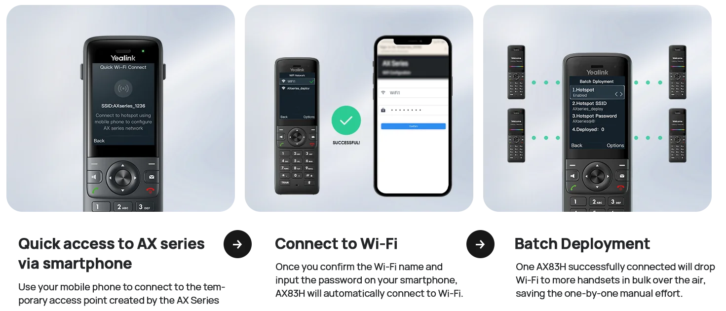 Yealink AX series Wi-Fi setup from a smartphone and batch Wi-Fi sharing to other AX handsets