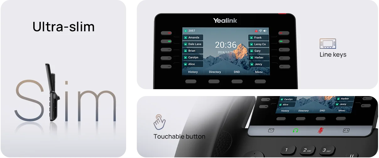 Yealink SIP-T74U ultra-slim profile, LED line keys and touch-sensitive buttons